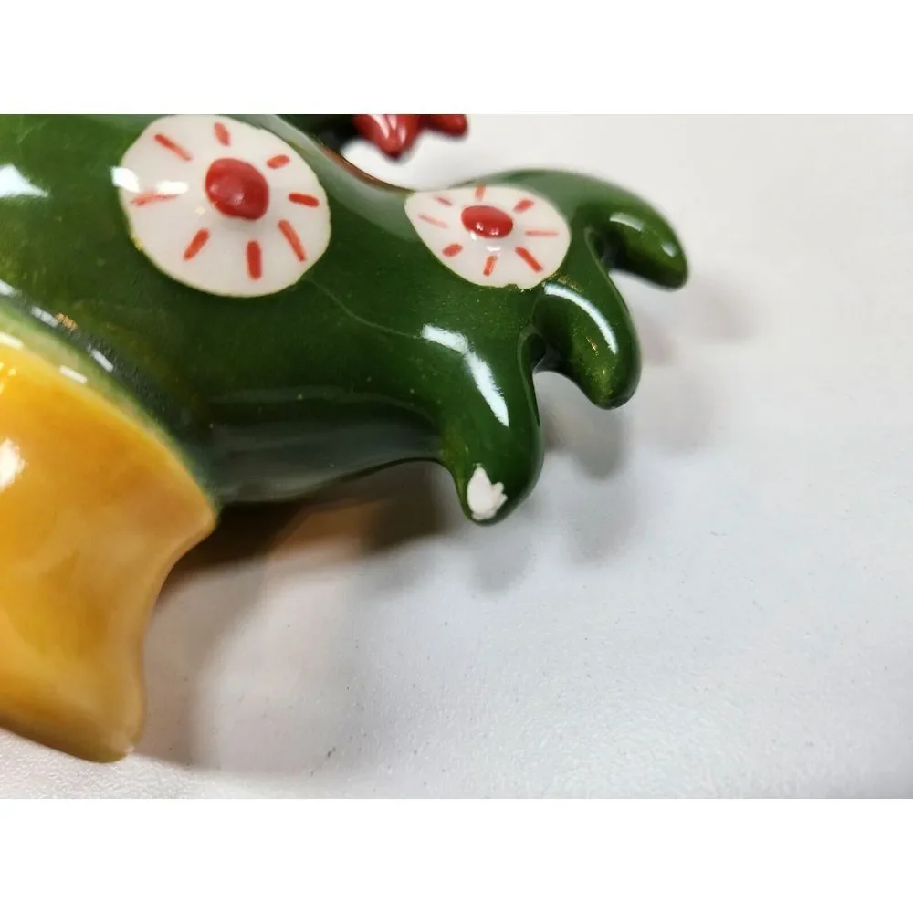 Clay Art Collectible‎ Rooster Salt & Pepper Shaker Blue and Green